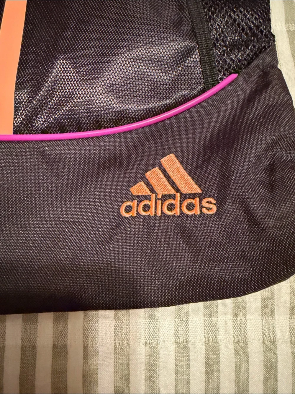 adidas Black Drawstring Bag with Orange Accents and Pink Trim - Picture 3 of 3